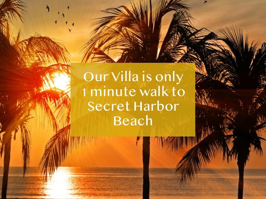 Secret Haven Villa is only 5 minutes walk from the beach